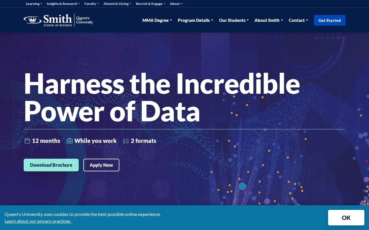 Master of Management Analytics @ Queen's University homepage screenshot