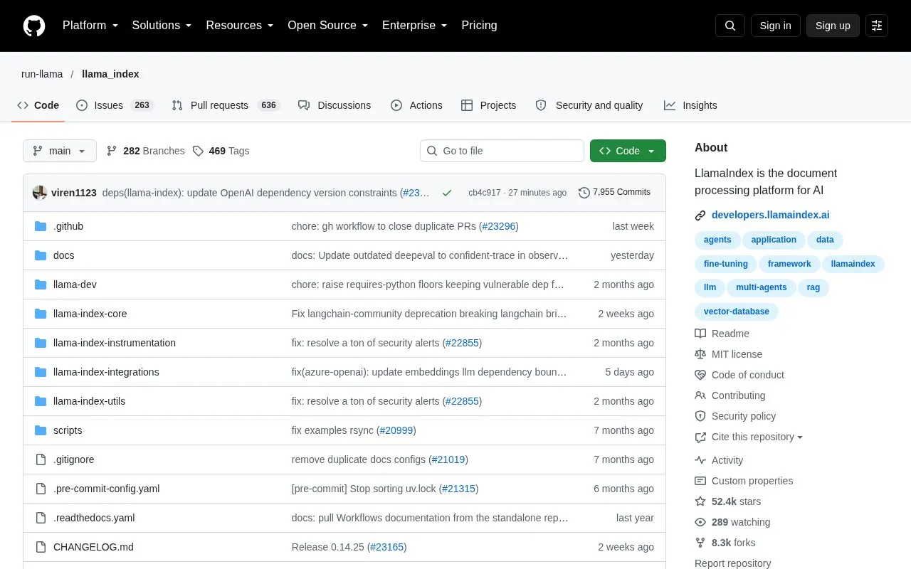 jerryjliu/gpt index: GPT Index (LlamaIndex) homepage screenshot