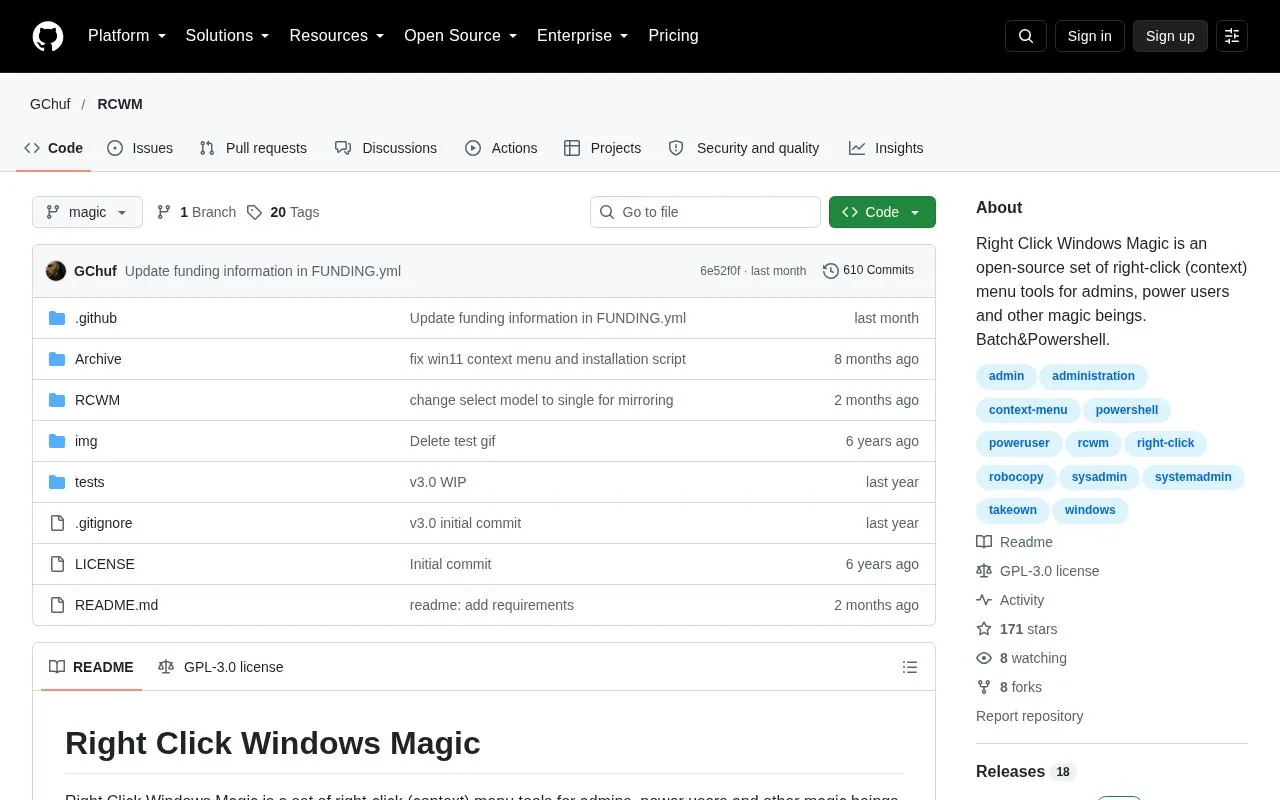 RCWM homepage screenshot
