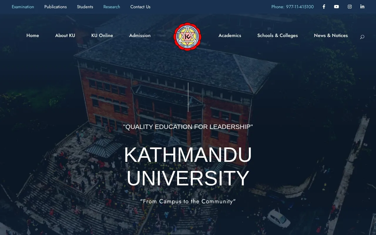 Kathmandu University homepage screenshot