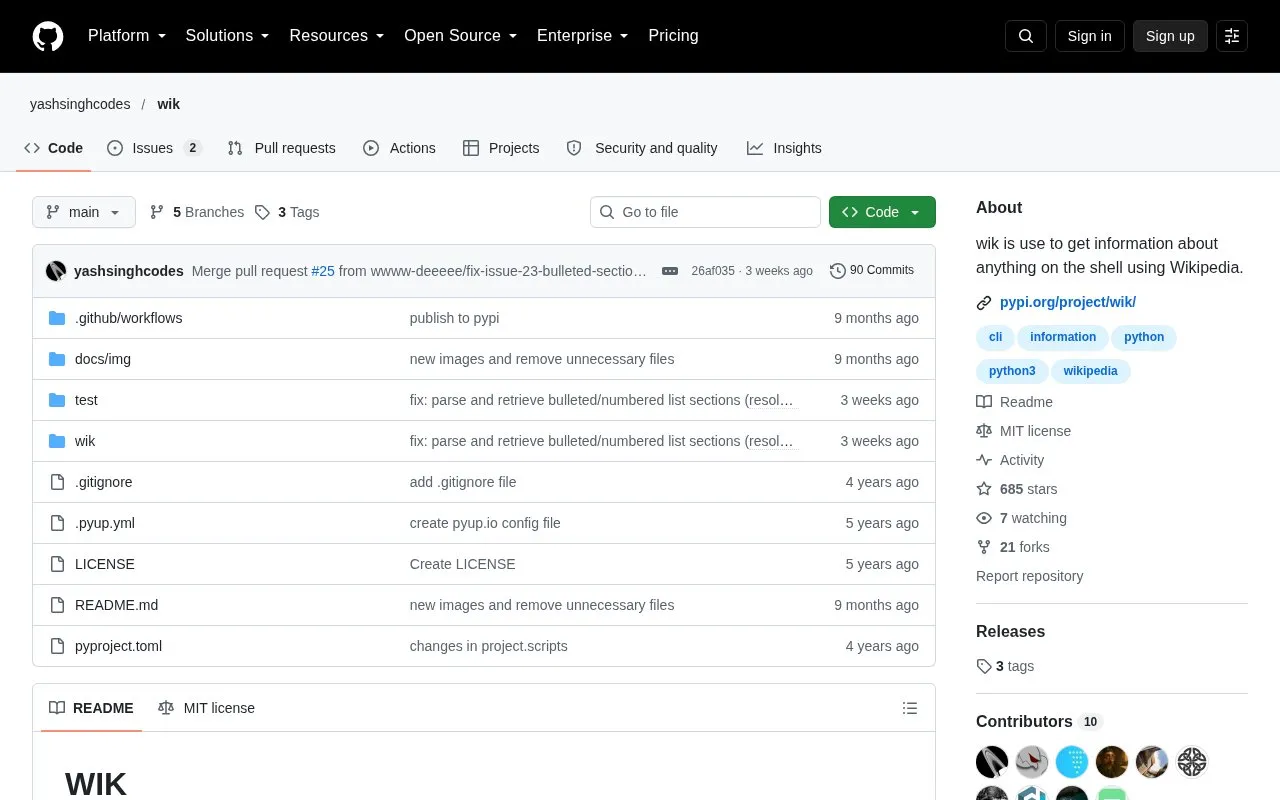 wik homepage screenshot