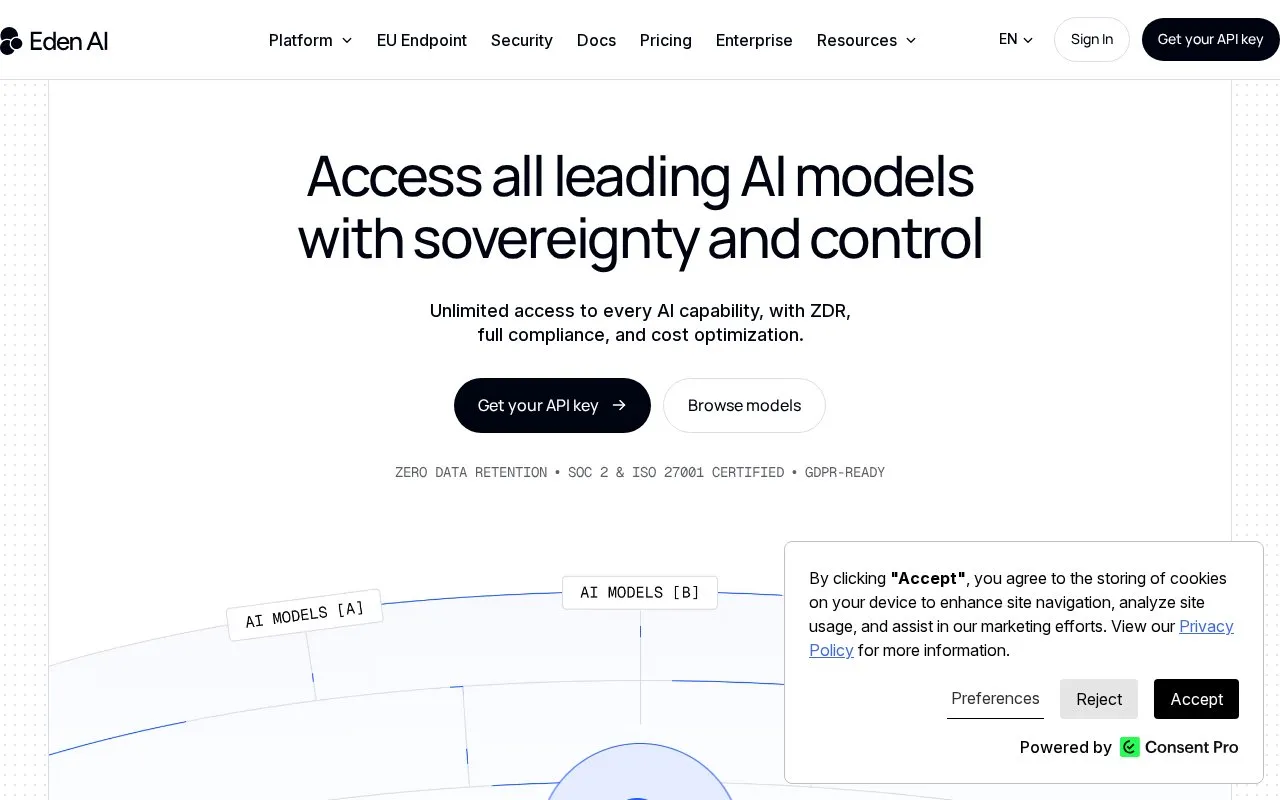 Eden AI homepage screenshot