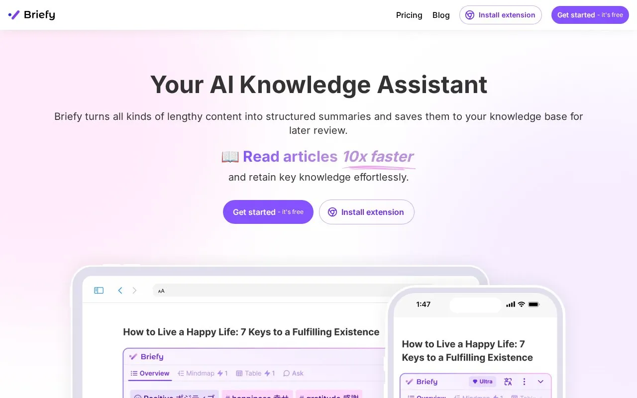 Briefy homepage screenshot