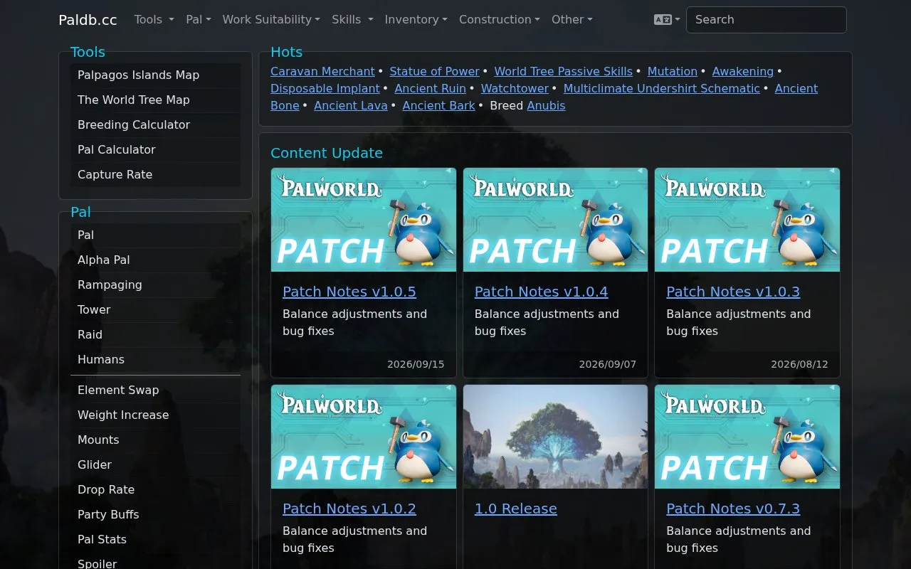 Paldb.cc homepage screenshot