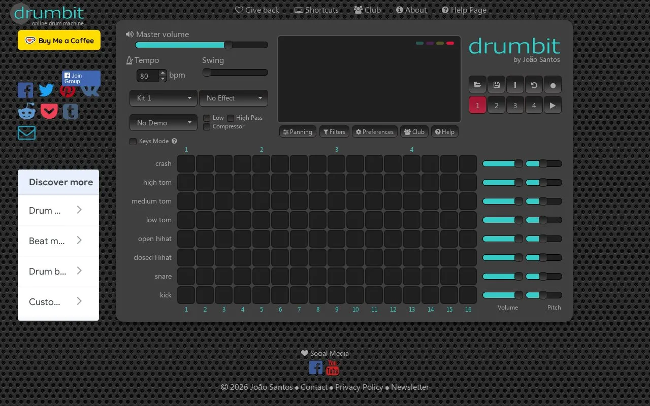 drumbit homepage screenshot