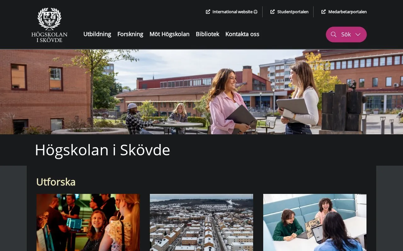 Hogskola i Skovde homepage screenshot