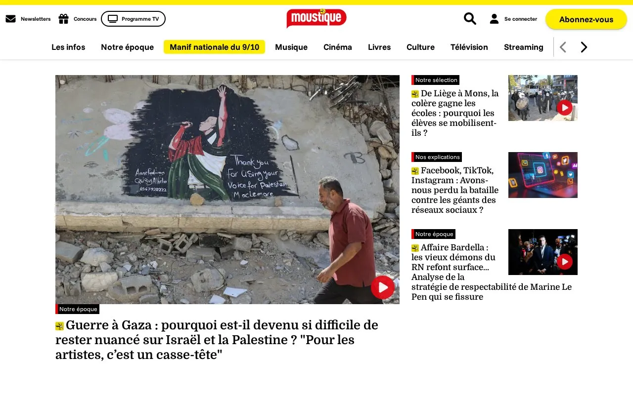 Moustique homepage screenshot