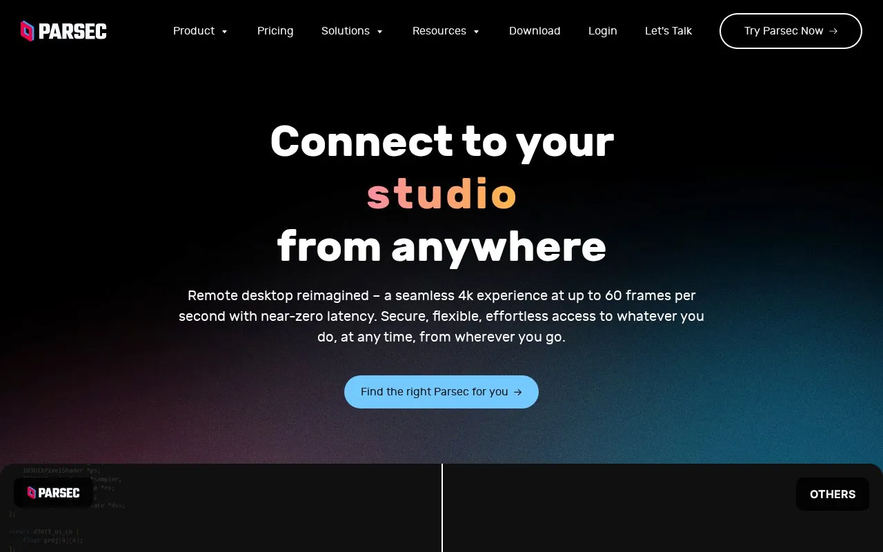 Parsec homepage screenshot