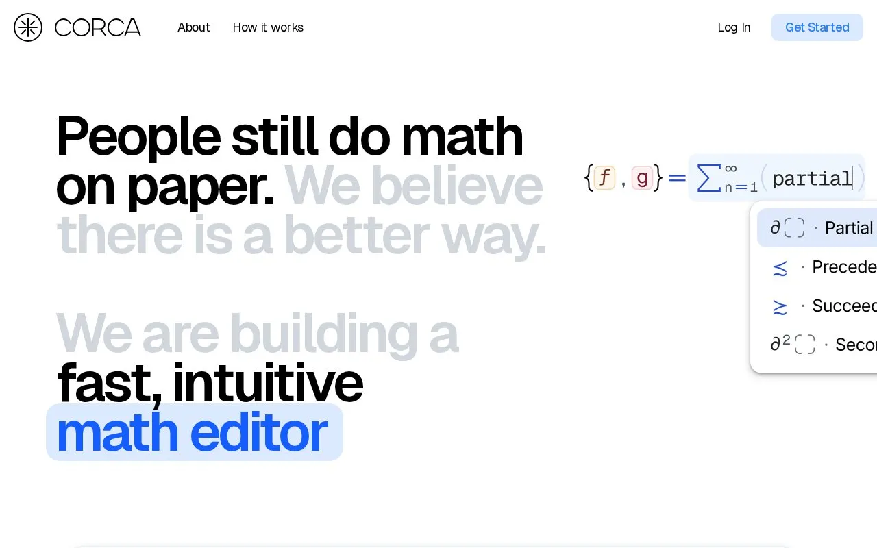 Corca homepage screenshot