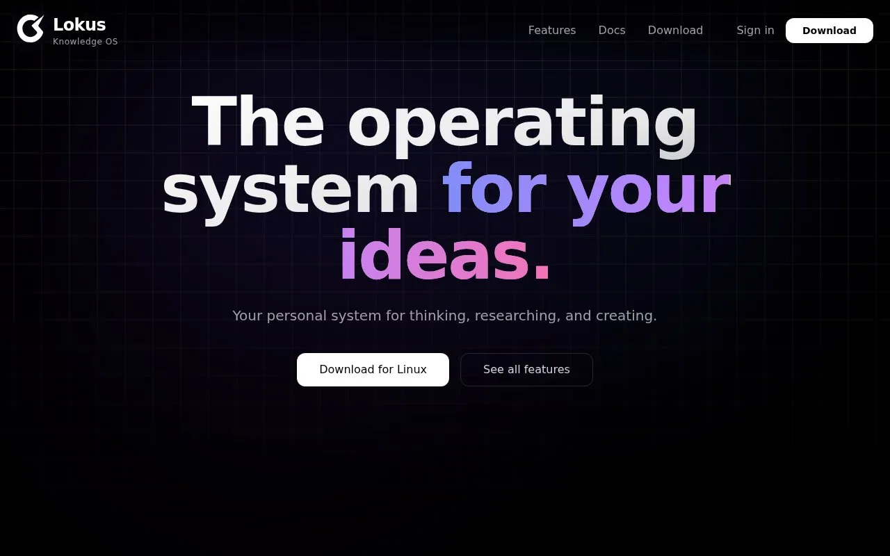 Lokus homepage screenshot