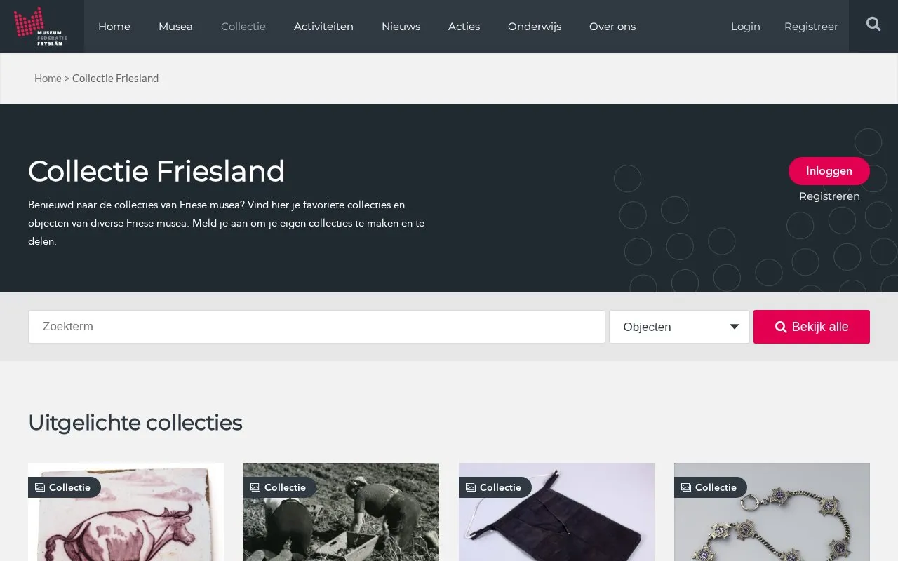 Collectie Friesland homepage screenshot