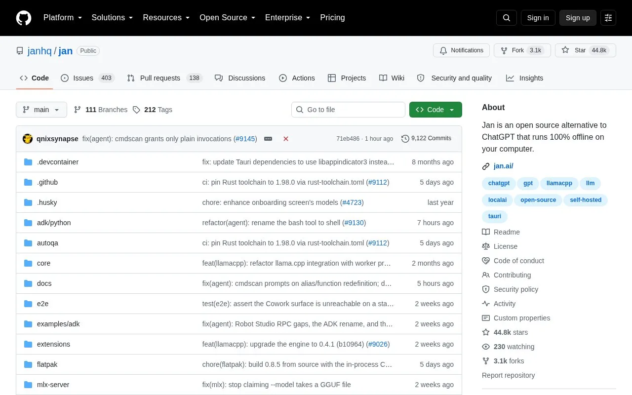 Jan homepage screenshot