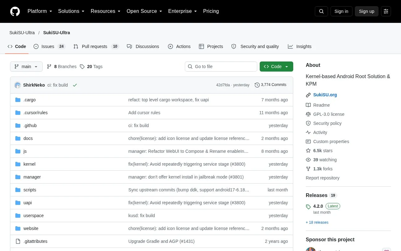 SukiSU-Ultra homepage screenshot