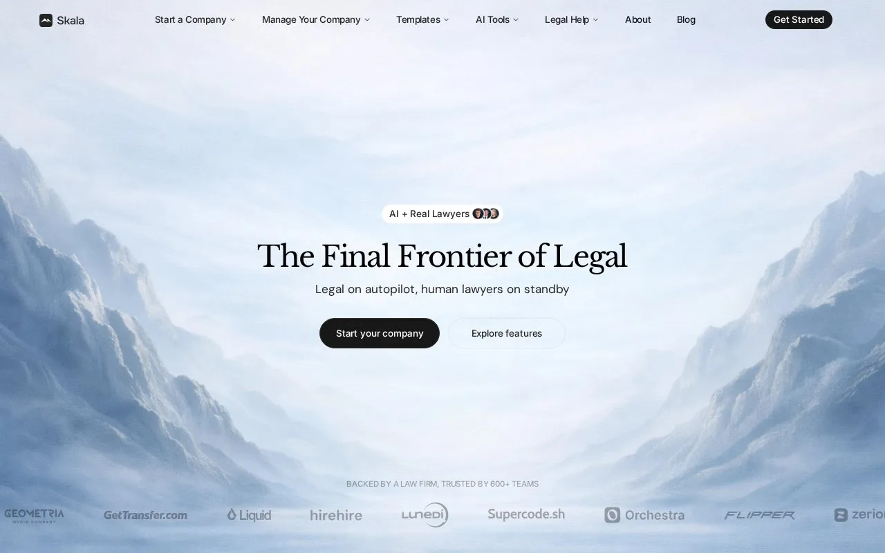 Skala homepage screenshot