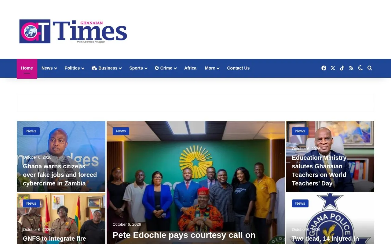 The Ghanaian Times homepage screenshot