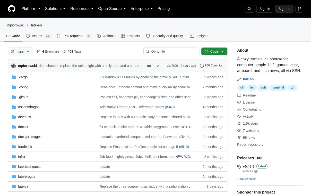 Late Sh homepage screenshot