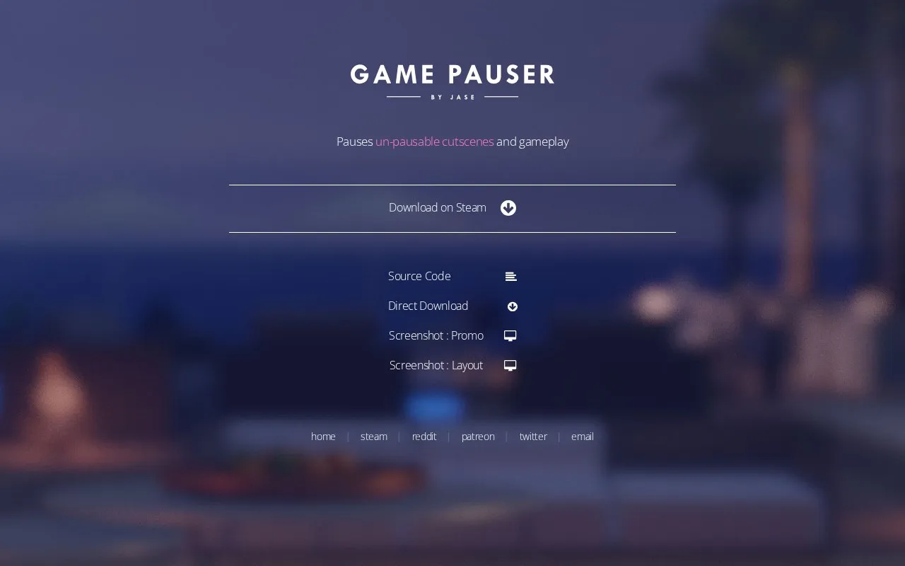 Game Pauser homepage screenshot