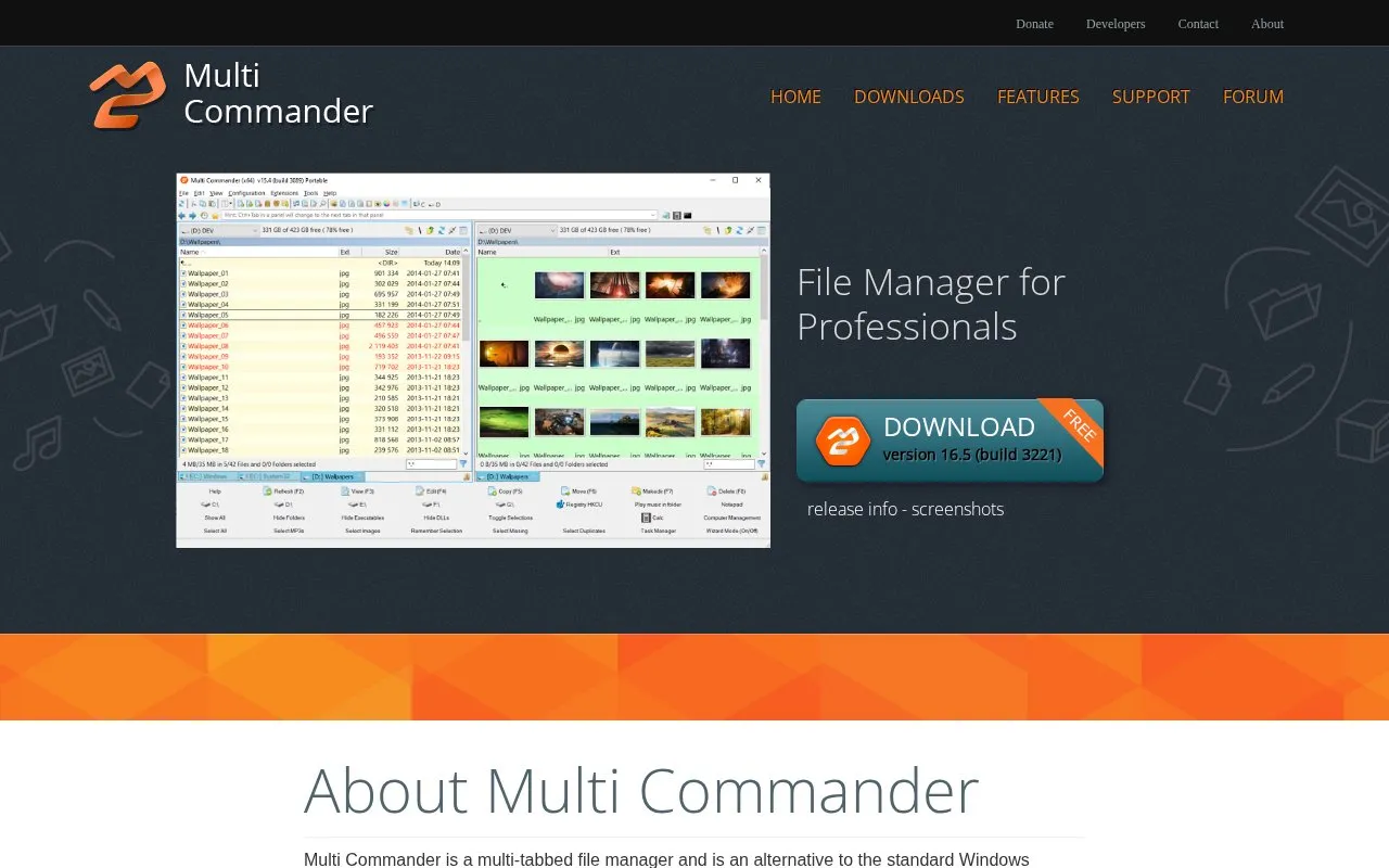 Multi Commander homepage screenshot