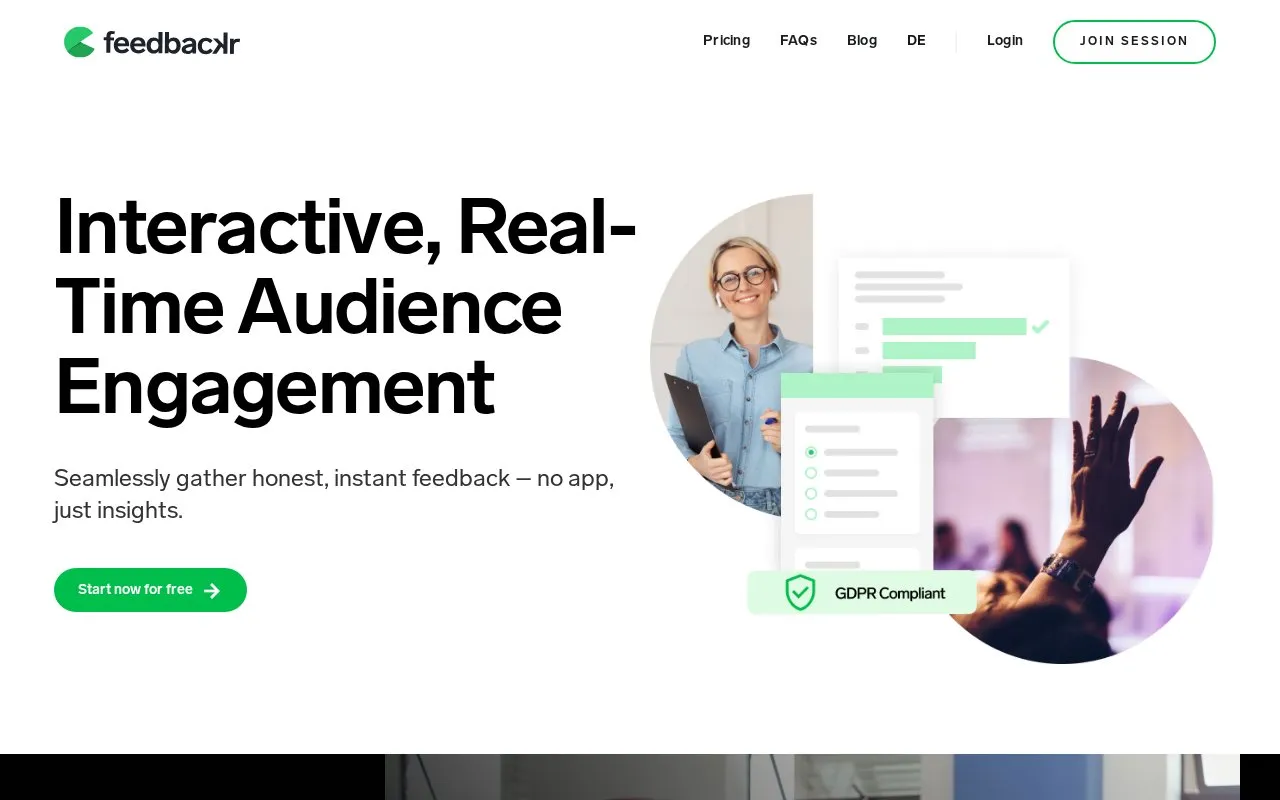 Feedbackr homepage screenshot