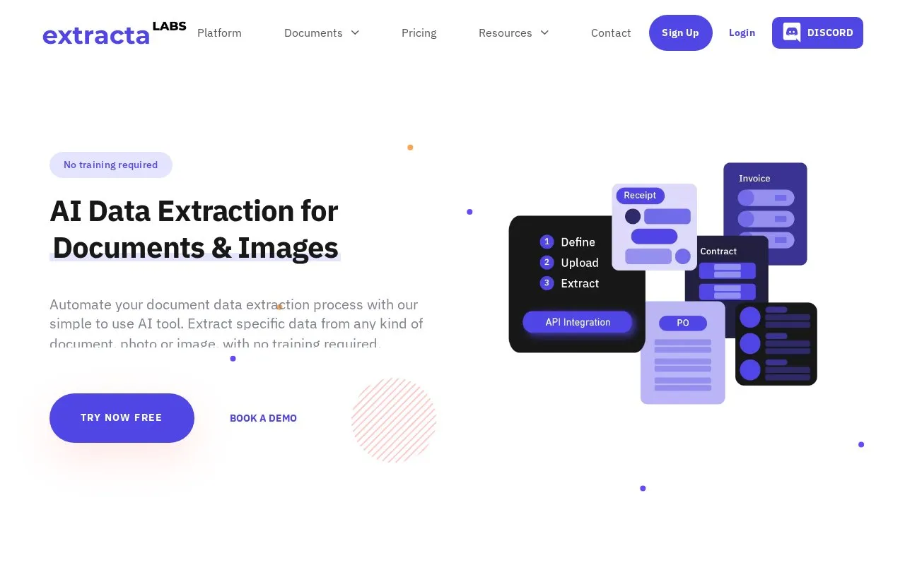 Extracta.ai homepage screenshot