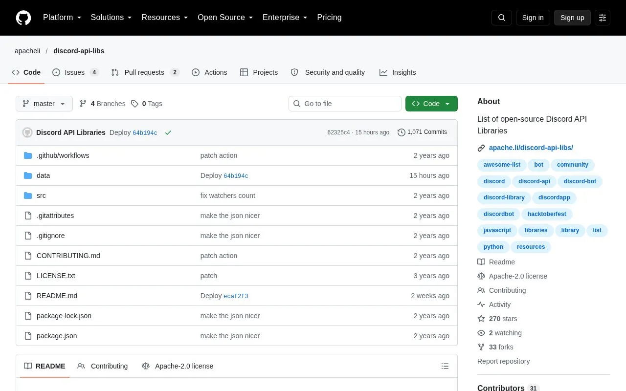 discord-api-libs homepage screenshot