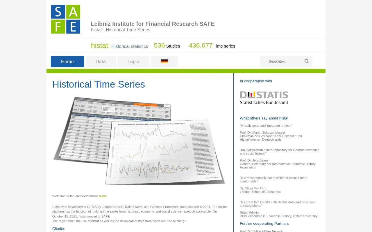 HISTAT homepage screenshot