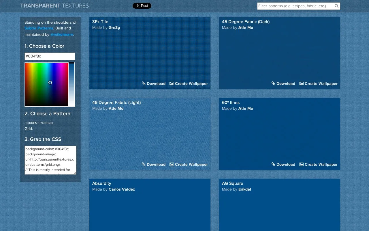 Transparent Textures homepage screenshot