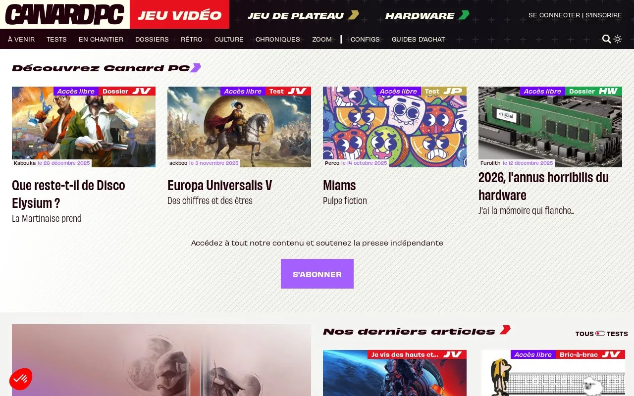 Canard PC homepage screenshot