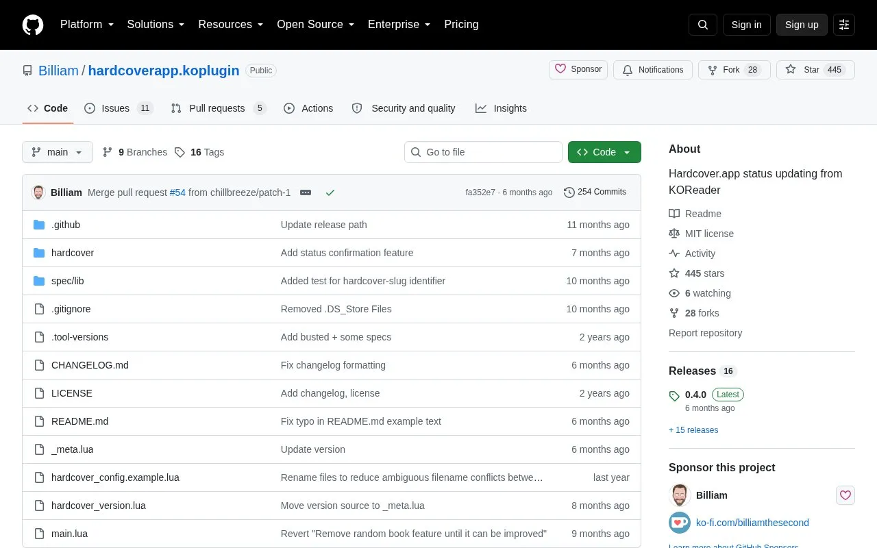 KOReader Plugin homepage screenshot
