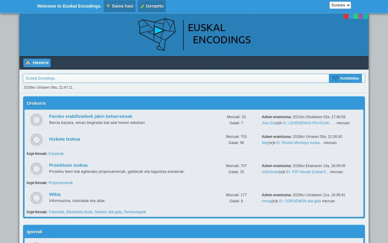 euskal homepage screenshot