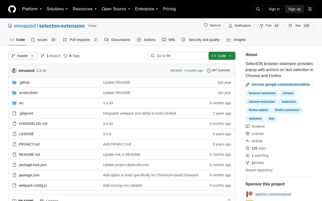Selecton homepage screenshot