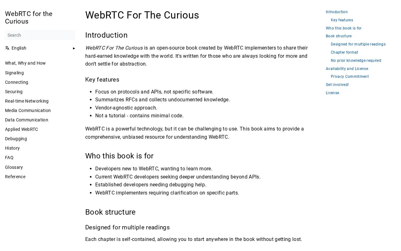WebRTCForTheCurious homepage screenshot