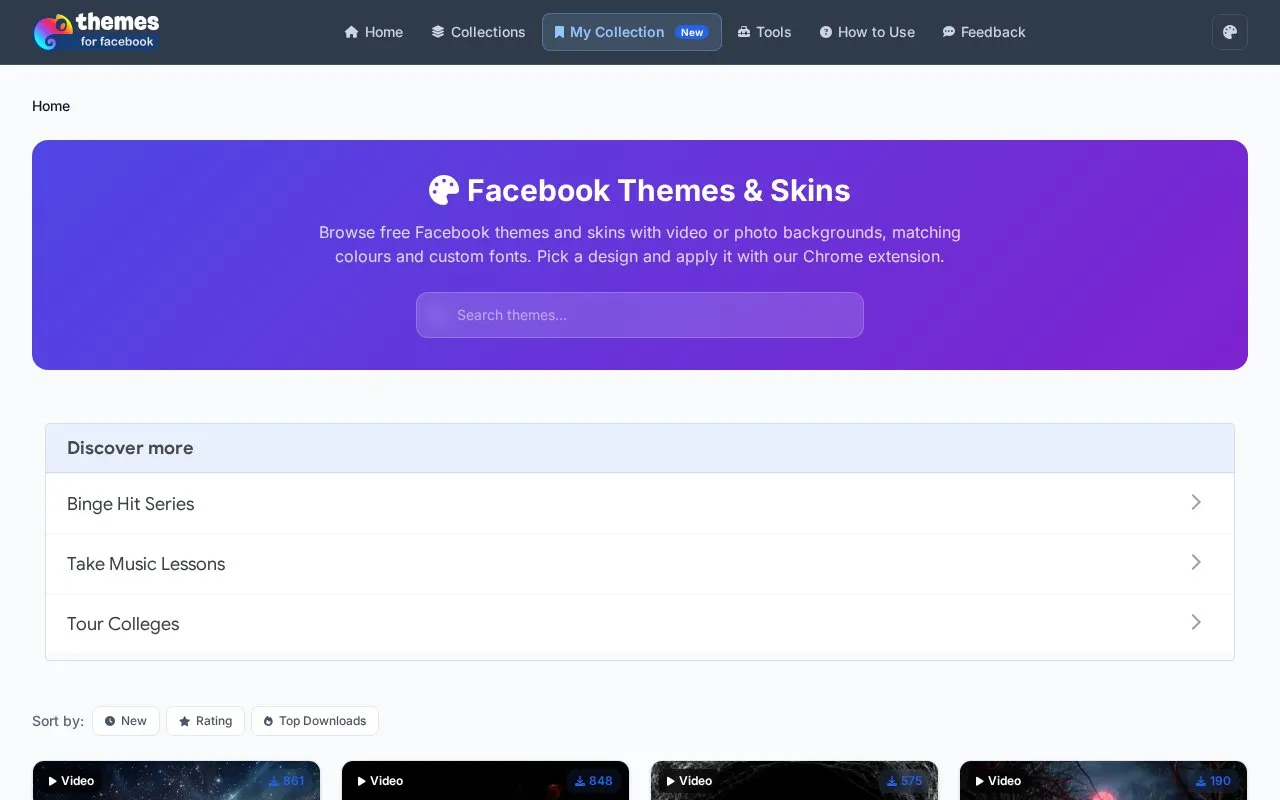 FB Zone homepage screenshot