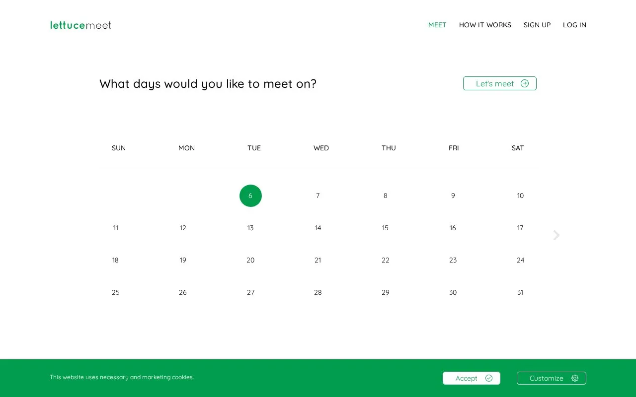 LettuceMeet homepage screenshot