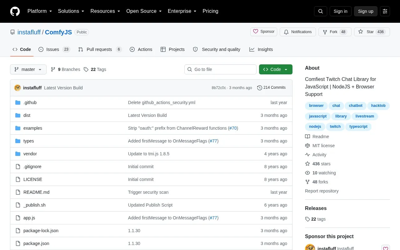 ComfyJS homepage screenshot