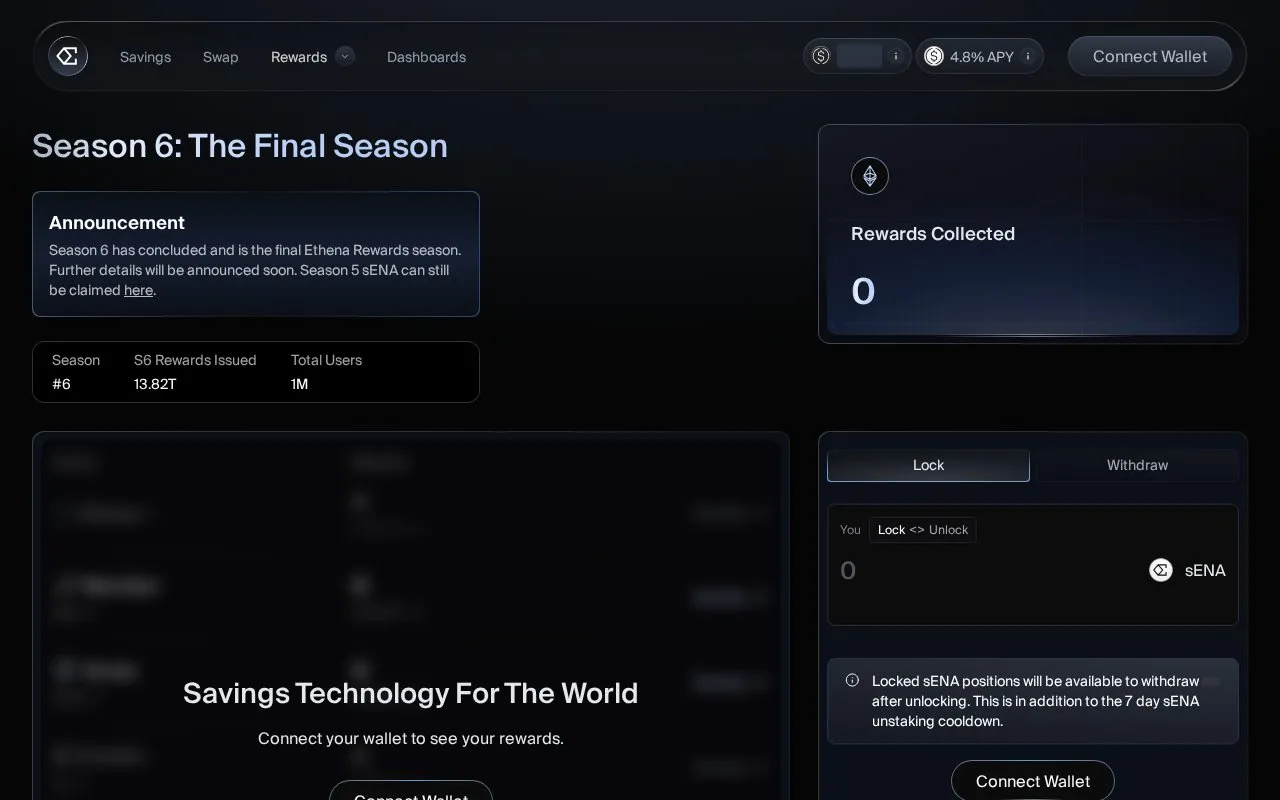 Ethena USDe homepage screenshot