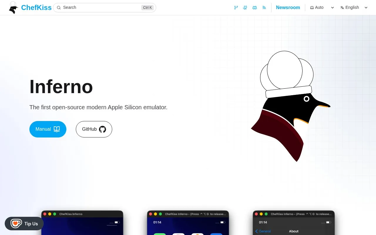 Inferno homepage screenshot