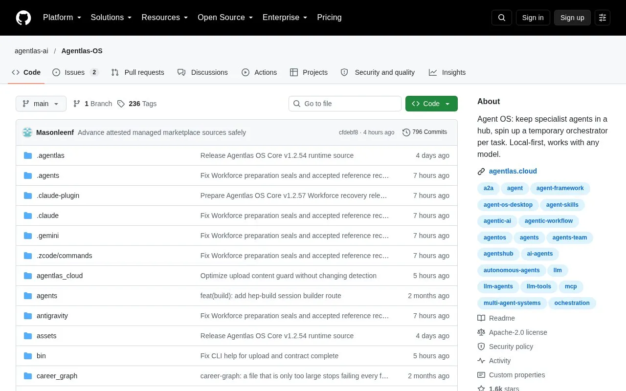 Agentlas-OS homepage screenshot