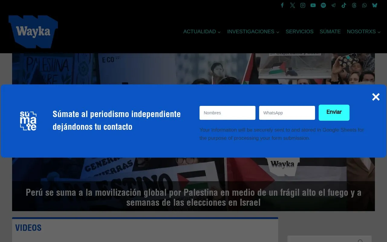 Wayka homepage screenshot