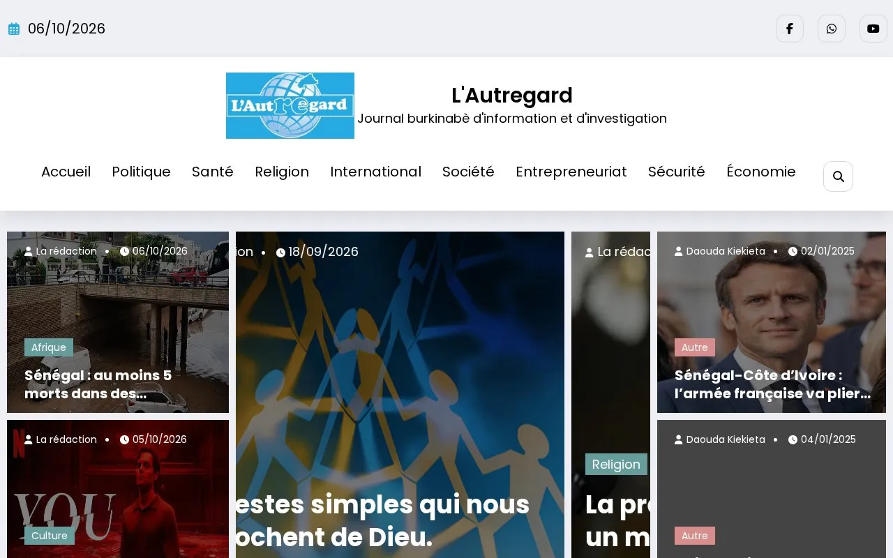 L'Autre Regard homepage screenshot