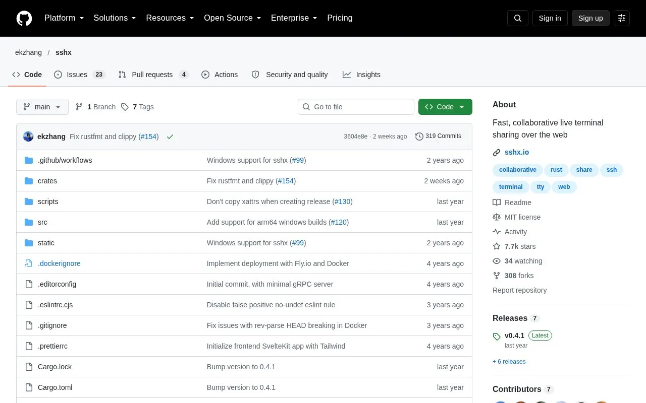Sshx homepage screenshot