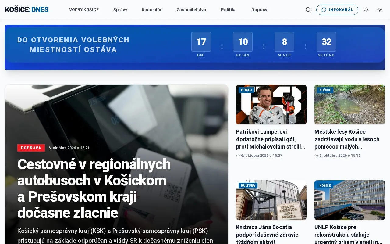 KOŠICE:DNES homepage screenshot