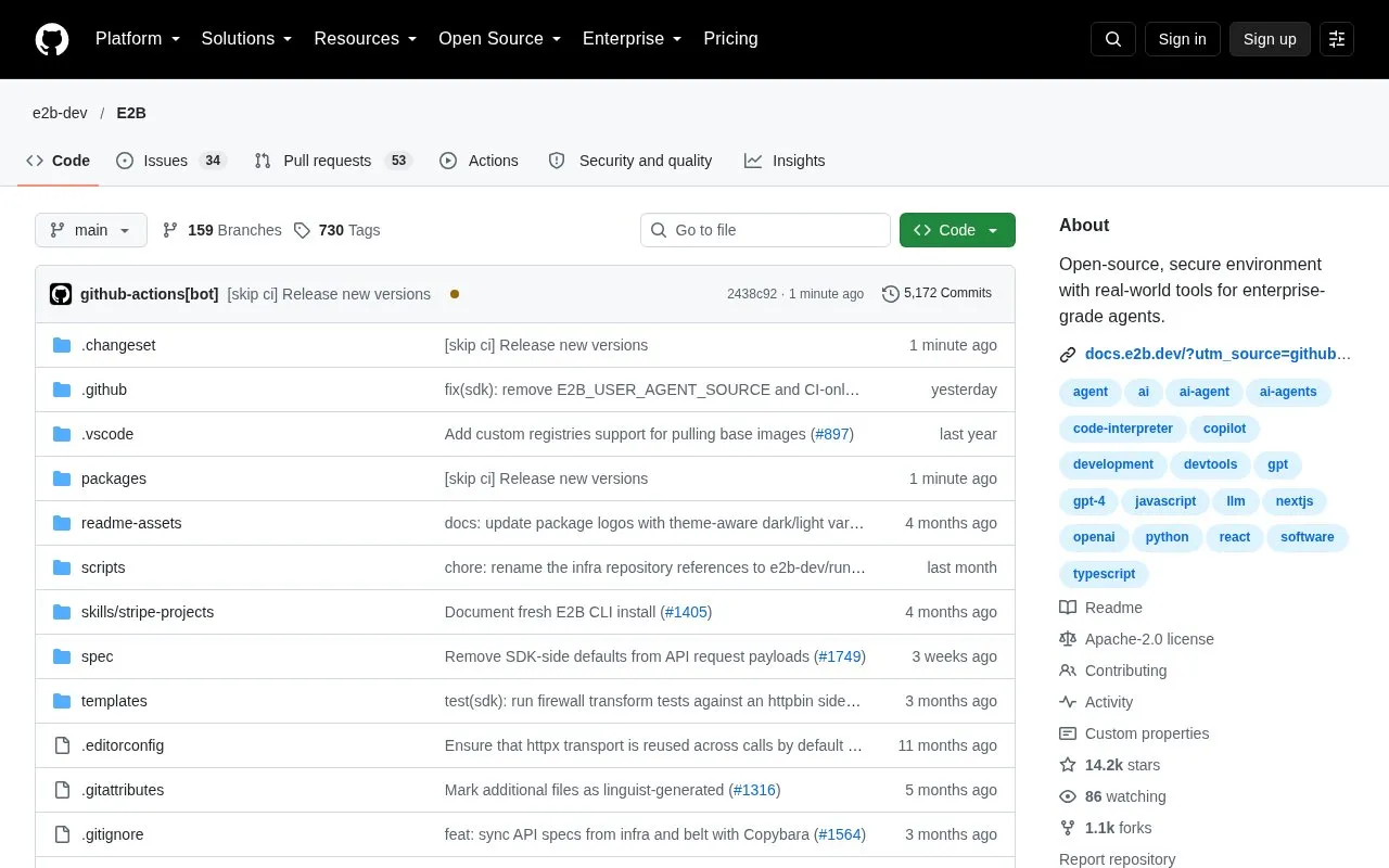 e2b-dev/e2b homepage screenshot