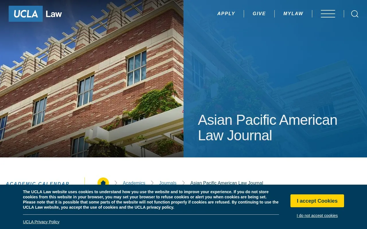 Asian Pacific American Law Journal homepage screenshot
