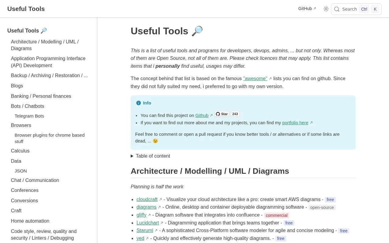 Useful Tools homepage screenshot