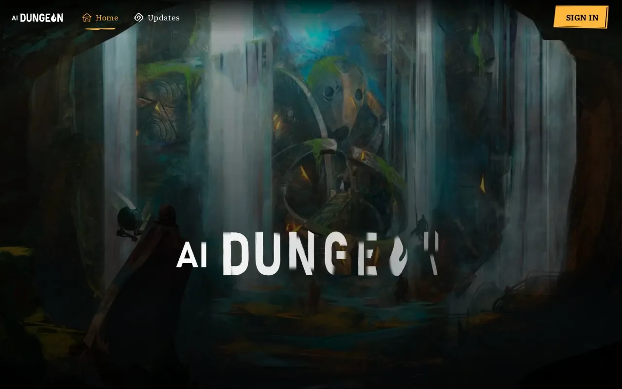 AI Dungeon homepage screenshot