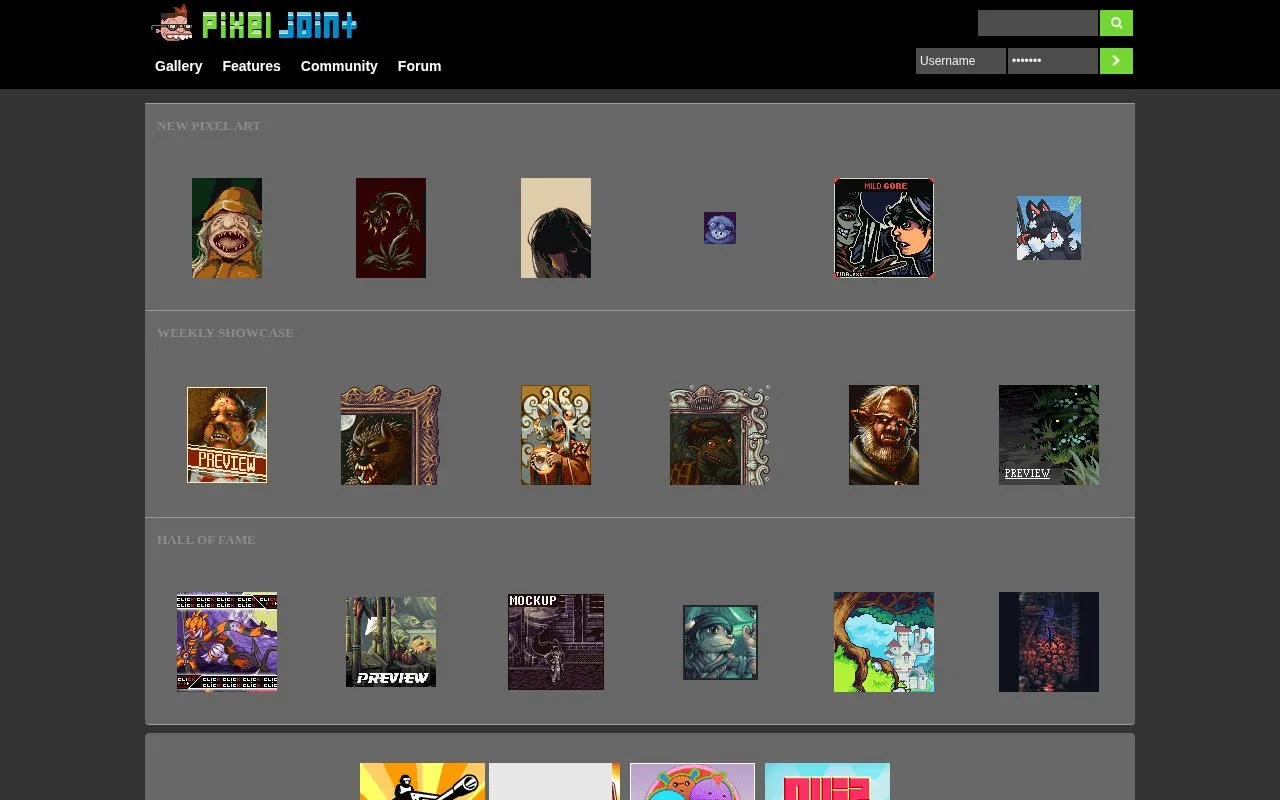 PixelJoint homepage screenshot