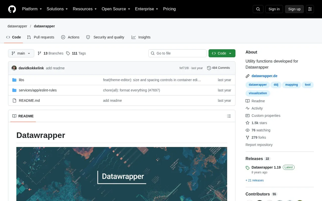 Datawrapper utilities (GitHub) homepage screenshot