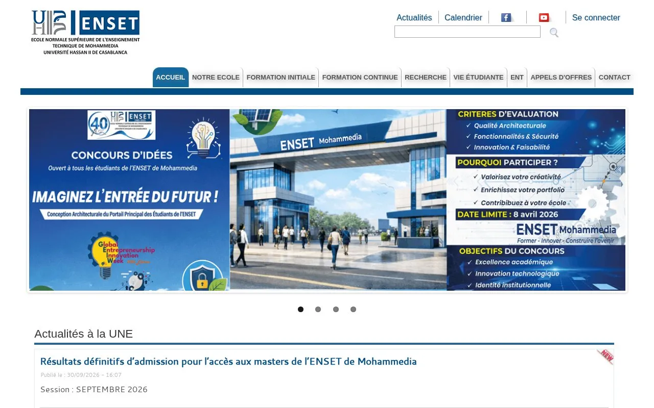 Ecole Normale Superieure de l’Enseignement Technique de Mohammedia homepage screenshot