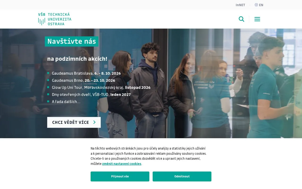 VSB-Technical University of Ostrava homepage screenshot